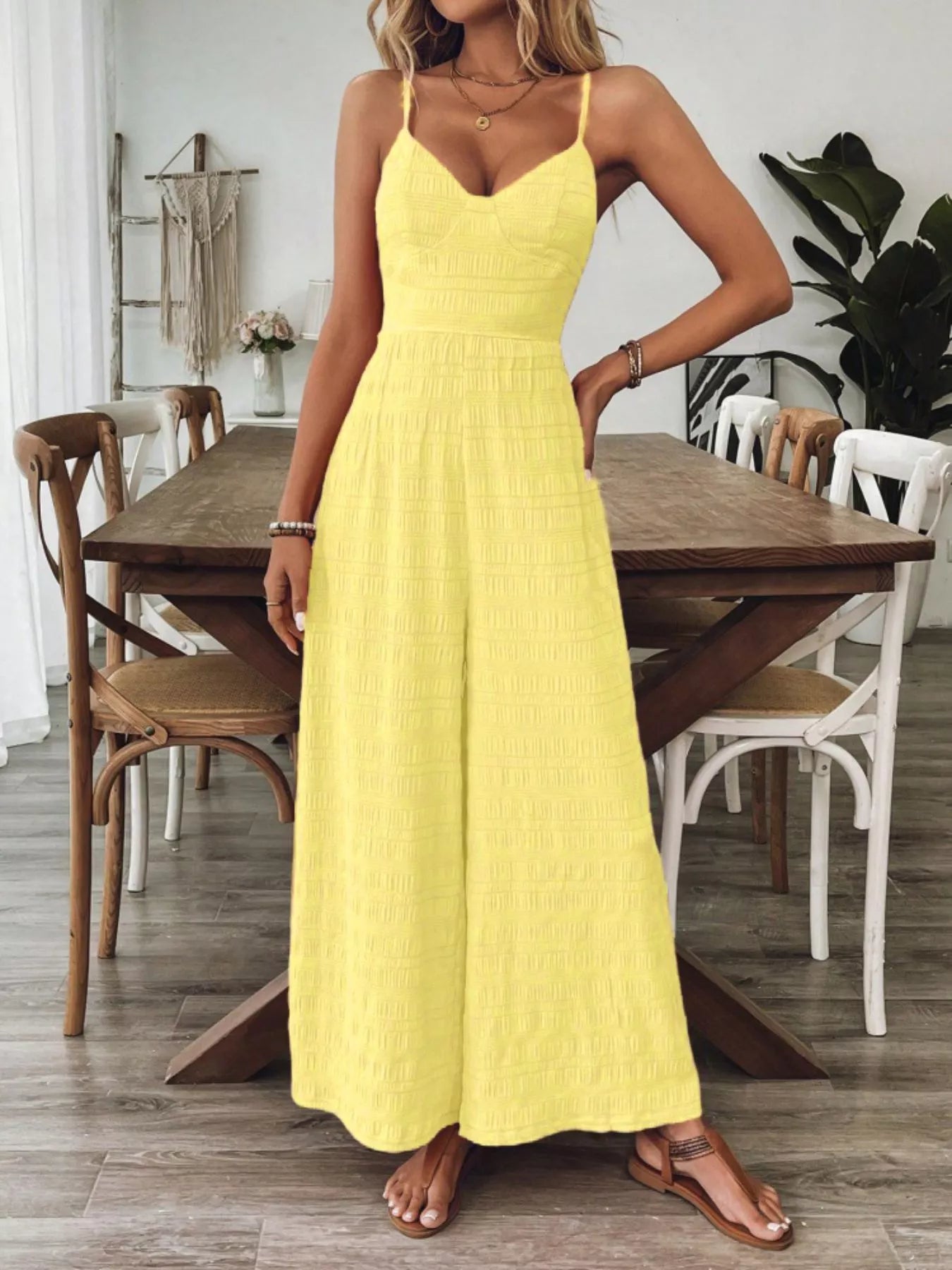 Hazel Blues® | Bow Back Sleeveless Wide Leg Jumpsuit