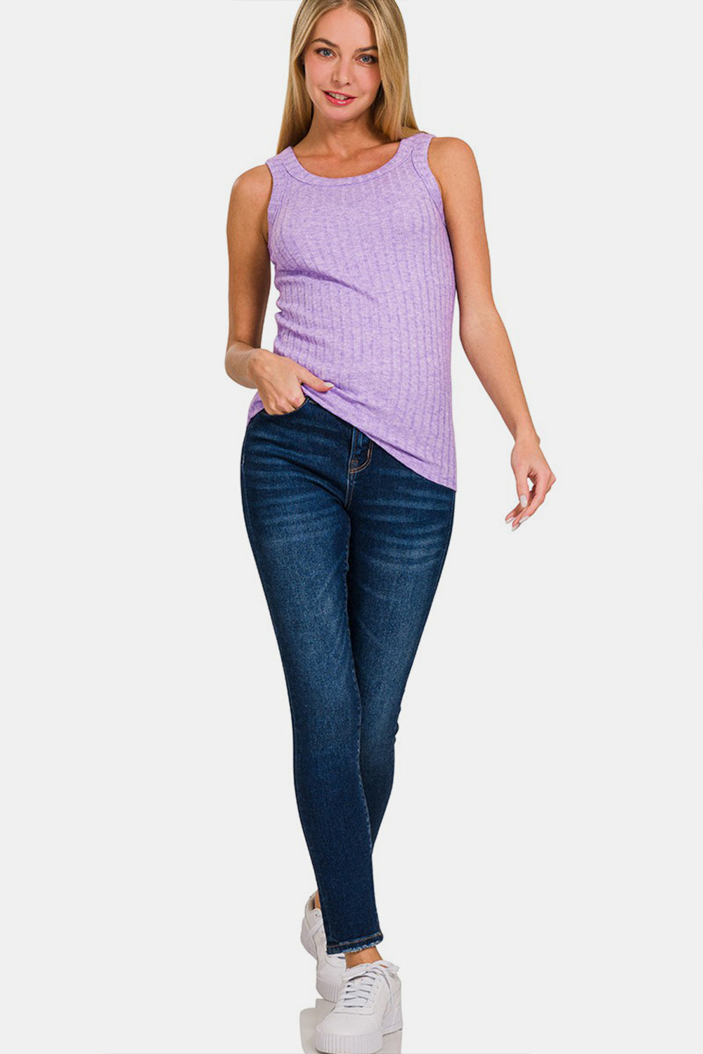Hazel Blues® | Zenana Ribbed Round Neck Tank