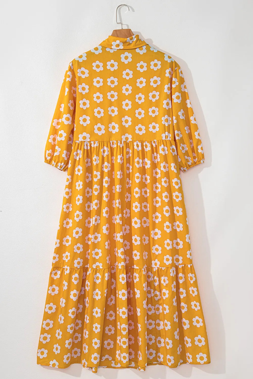 Hazel Blues® | Floral Collared Neck Three-Quarter Sleeve Dress