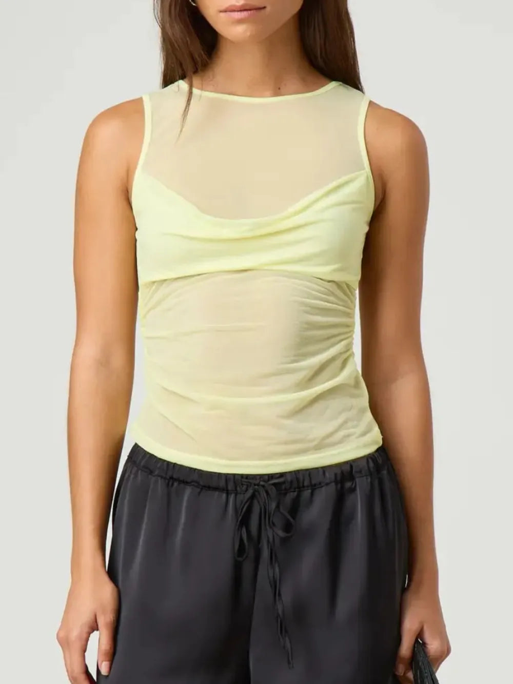 Hazel Blues® | Ruched Round Neck Tank