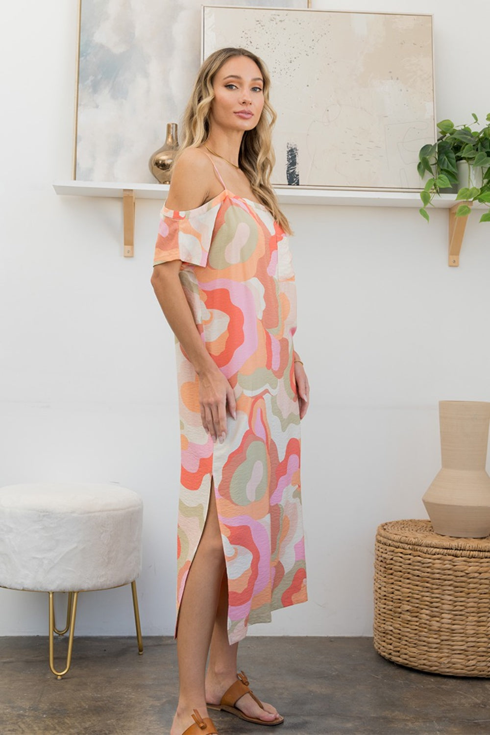 Hazel Blues® | Sew In Love Printed Side Slit Midi Dress