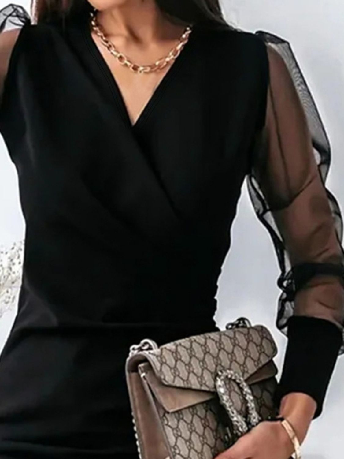 Hazel Blues® | Surplice Long Sleeve Mini Dress