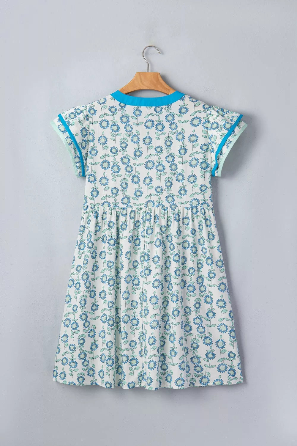 Hazel Blues® | Printed Notched Cap Sleeve Dress