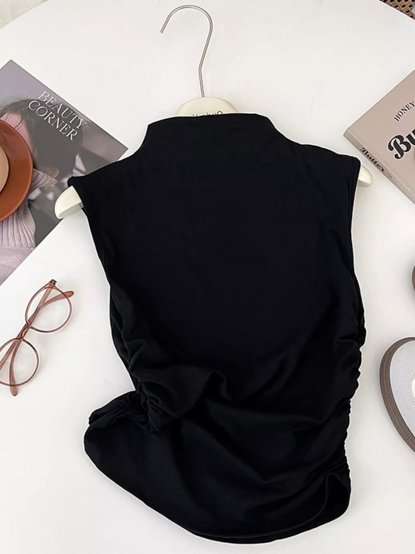 Hazel Blues® | Ruched Mock Neck Tank