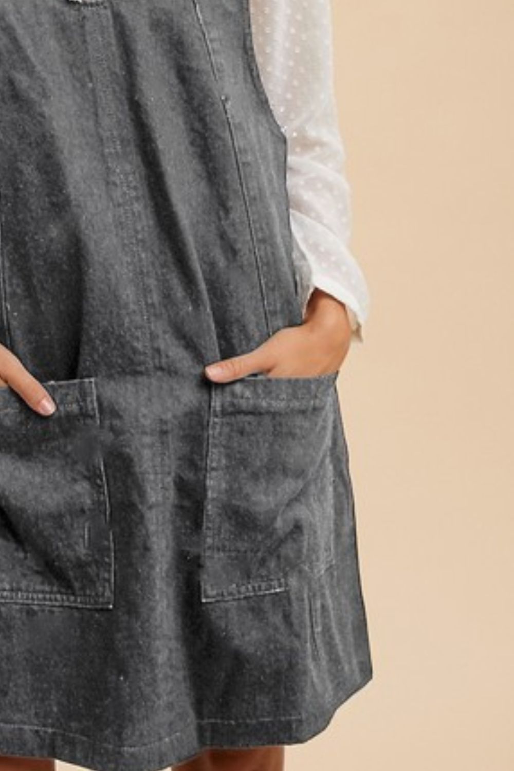 Hazel Blues® | Annie Wear V-Neck Adjustable Strap Denim Overall Dress with Pockets