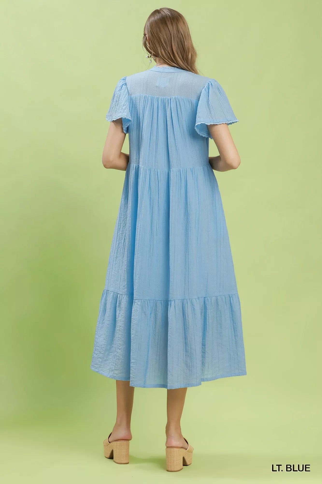 Hazel Blues® | Umgee Textured Tiered Midi Dress with Side Pockets
