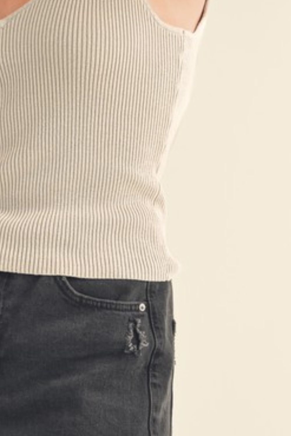 Hazel Blues® | Aemi + Co Ribbed Wide Strap Knit Tank