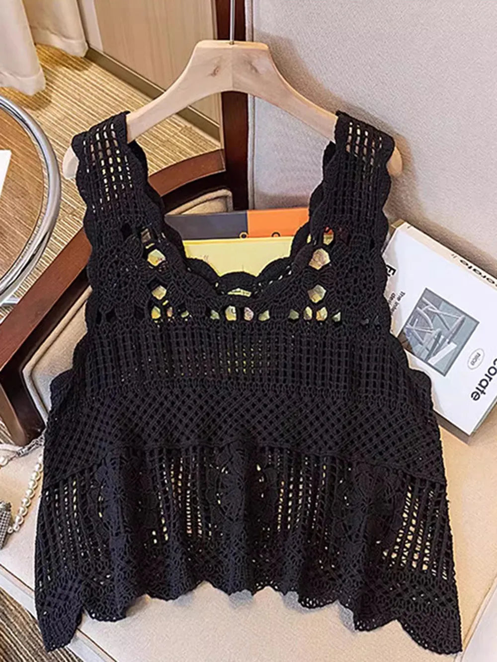 Hazel Blues® | Openwork Scoop Neck Tank