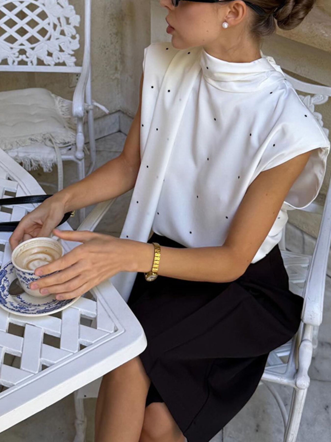 Hazel Blues® | Polka Dot High Neck Tank