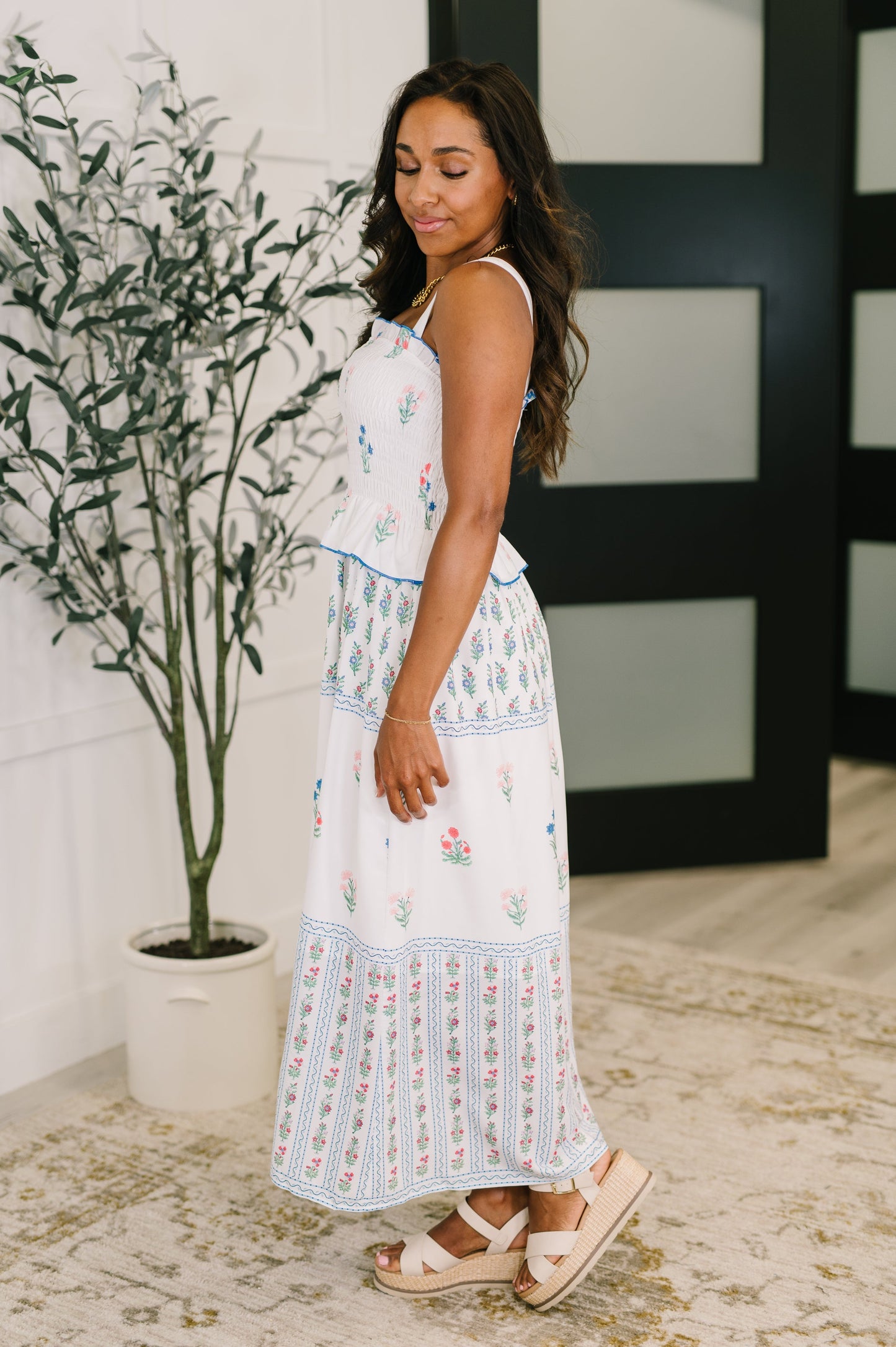 Hazel Blues® | Eager Anticipation Mixed Print Midi Dress