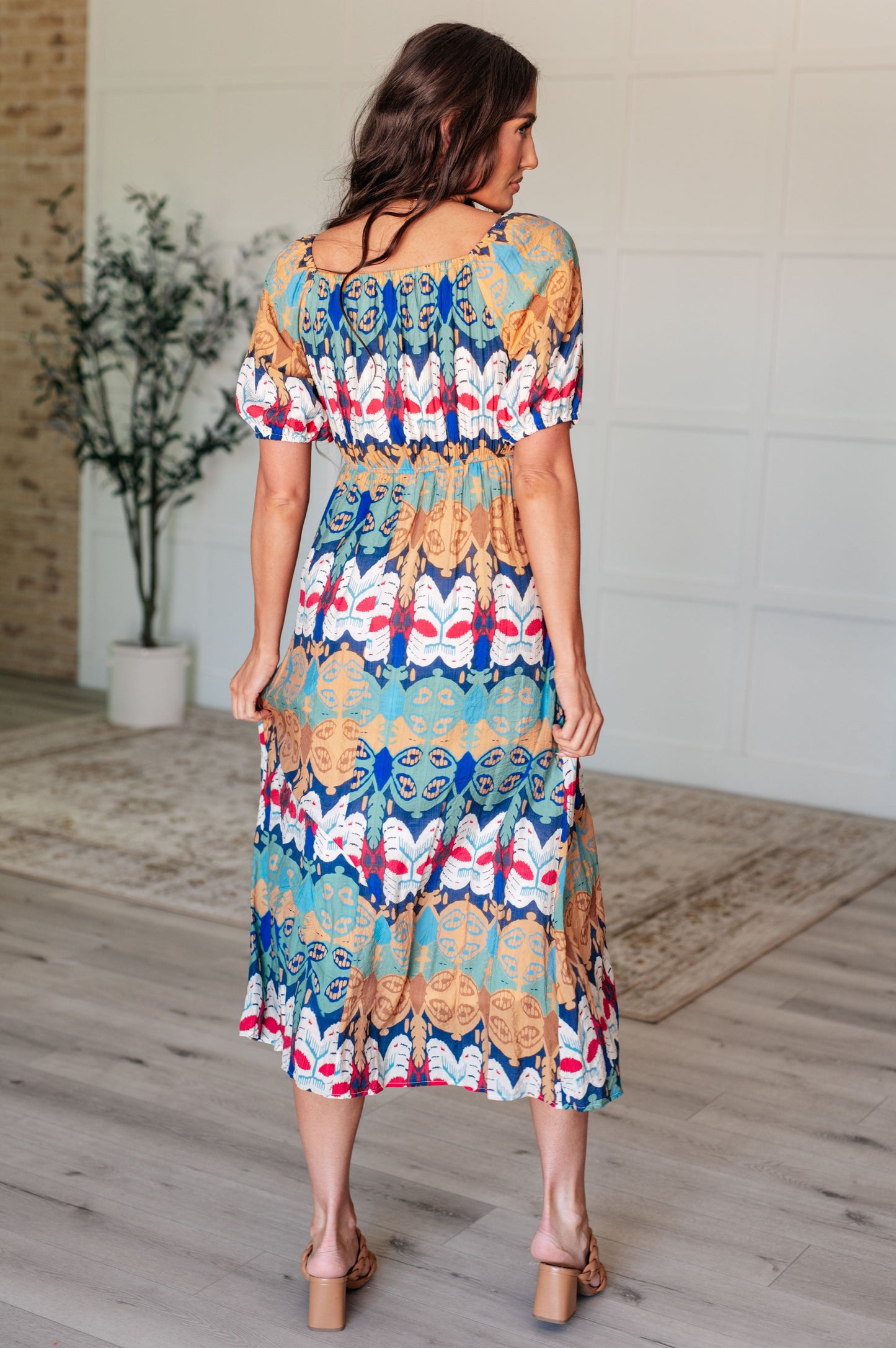 Hazel Blues® | Shaping Reality V-Neck Balloon Sleeve Dress