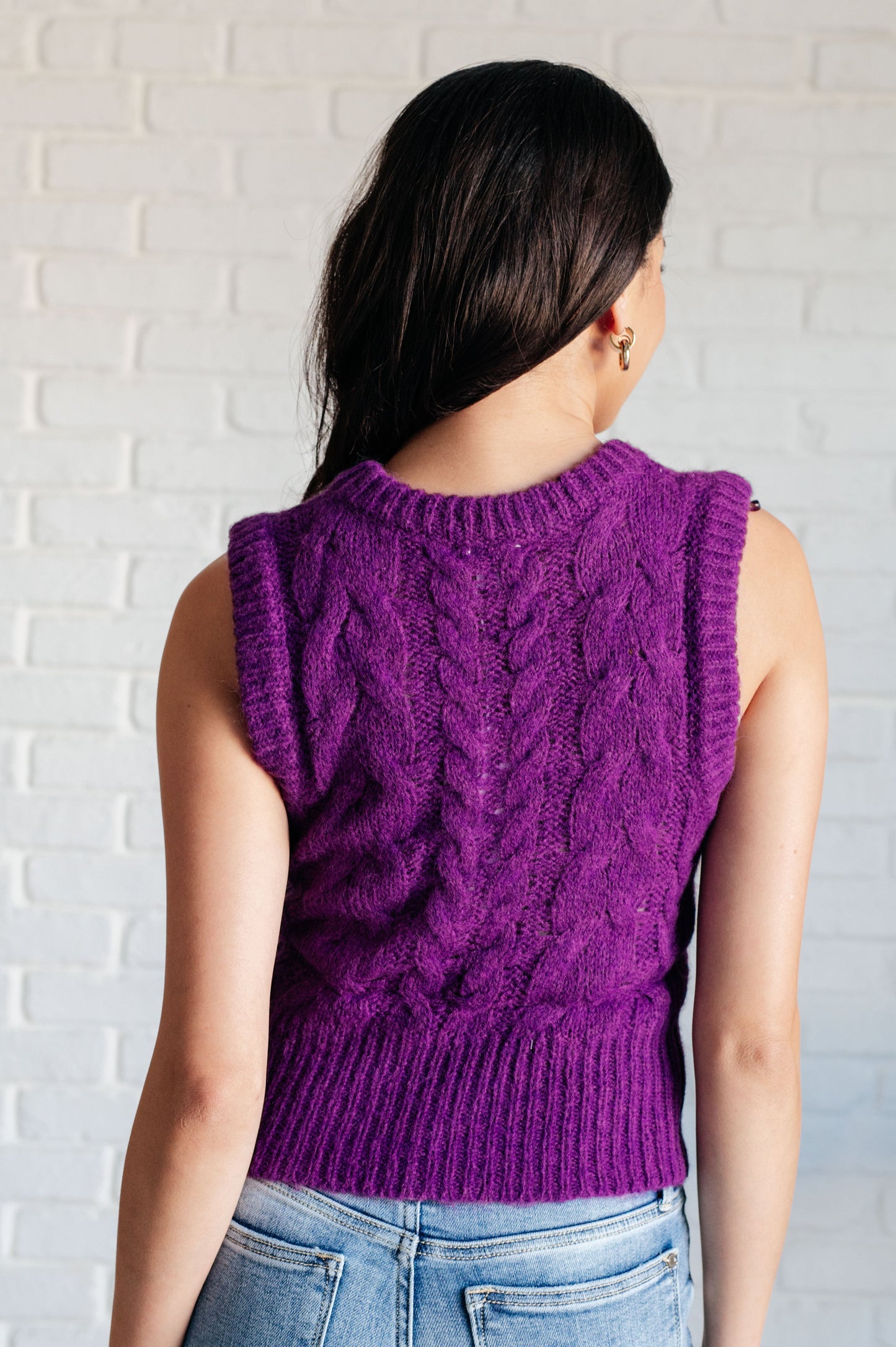 Hazel Blues® | What's On Your Mind Cable Knit Vest