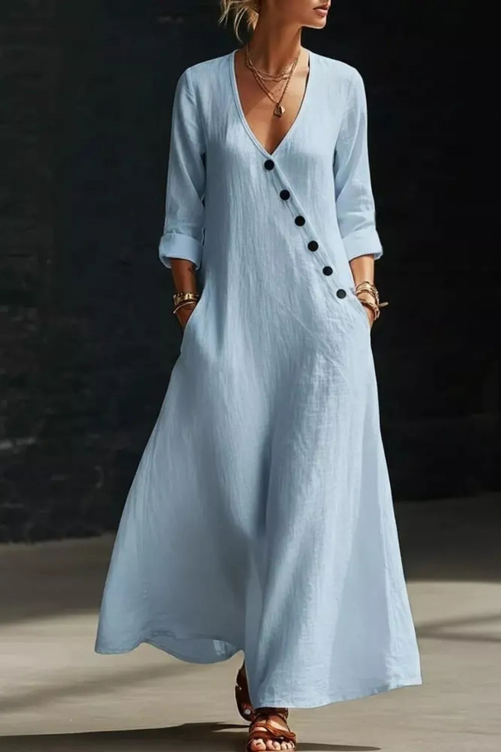 Hazel Blues® | Surplice Long Sleeve Maxi Dress