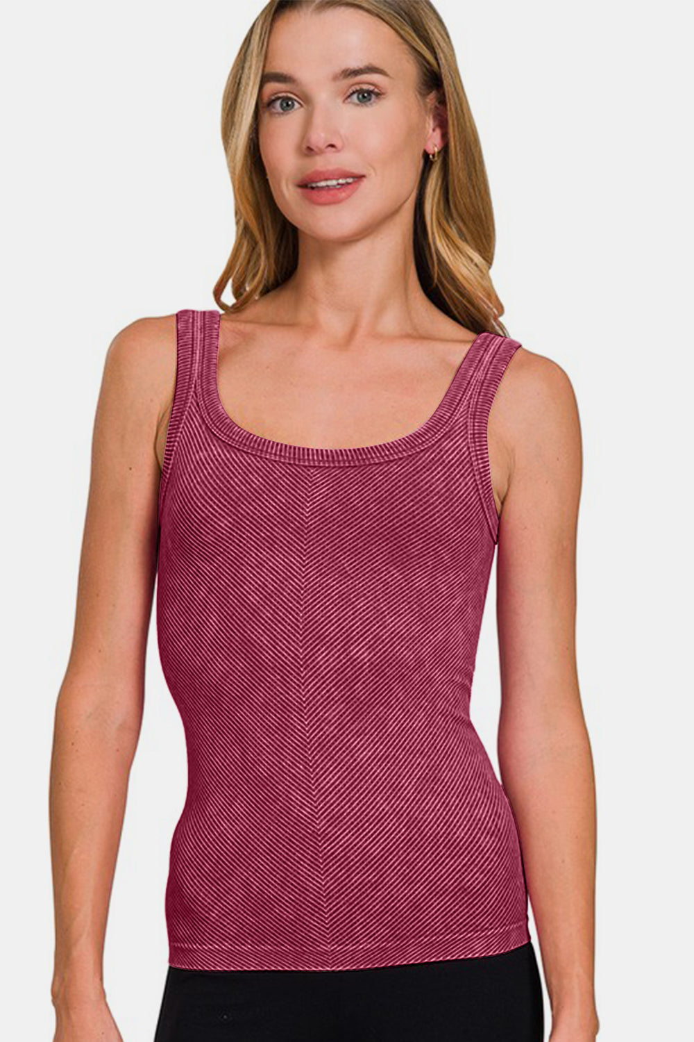 Hazel Blues® | Zenana Ribbed Scoop Neck Tank