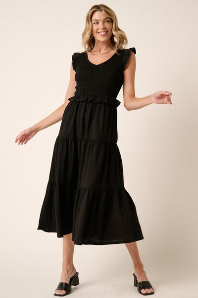 Hazel Blues® | Mittoshop Smocked Ruffled Tiered Midi Dress