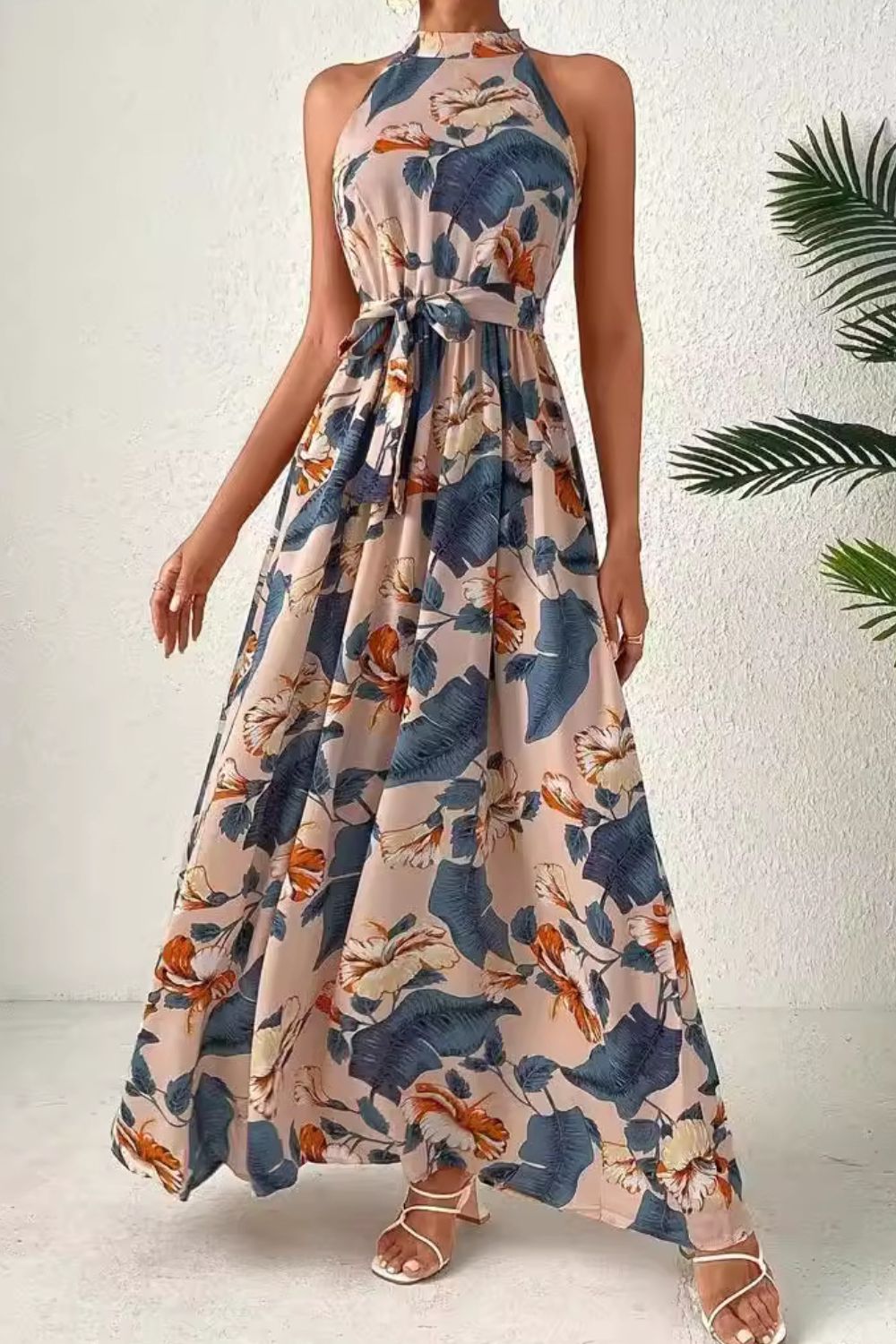 Hazel Blues® | Tied Floral Sleeveless Dress