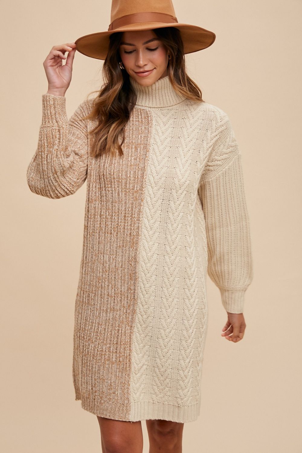 Hazel Blues® | Annie Wear Color Block Turtleneck Sweater Dress