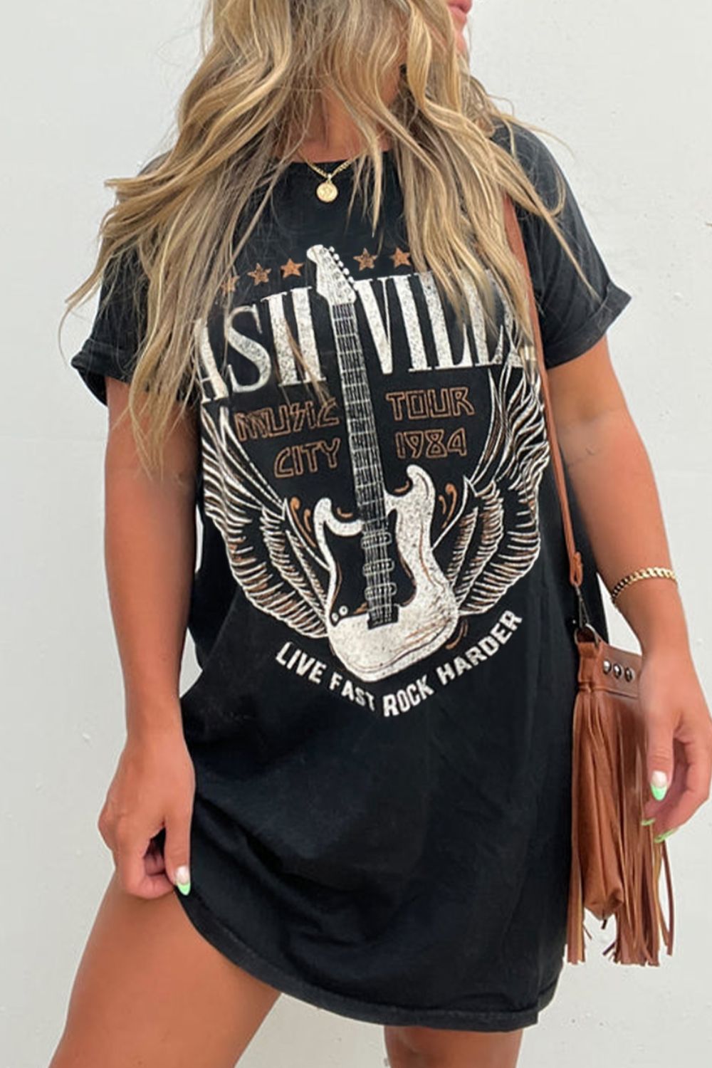 Hazel Blues® | Graphic Round Neck Short Sleeve Tee Dress