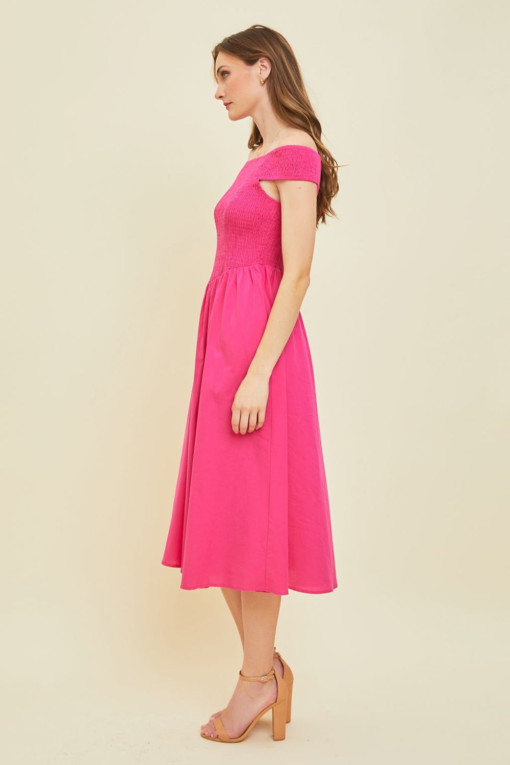 Hazel Blues® | HEYSON Off-Shoulder Smocked Midi Dress