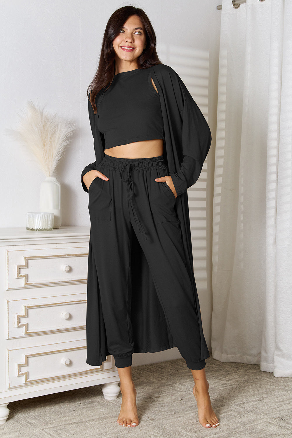 Hazel Blues® | Tank, Pants, and Cardigan Set with Pockets