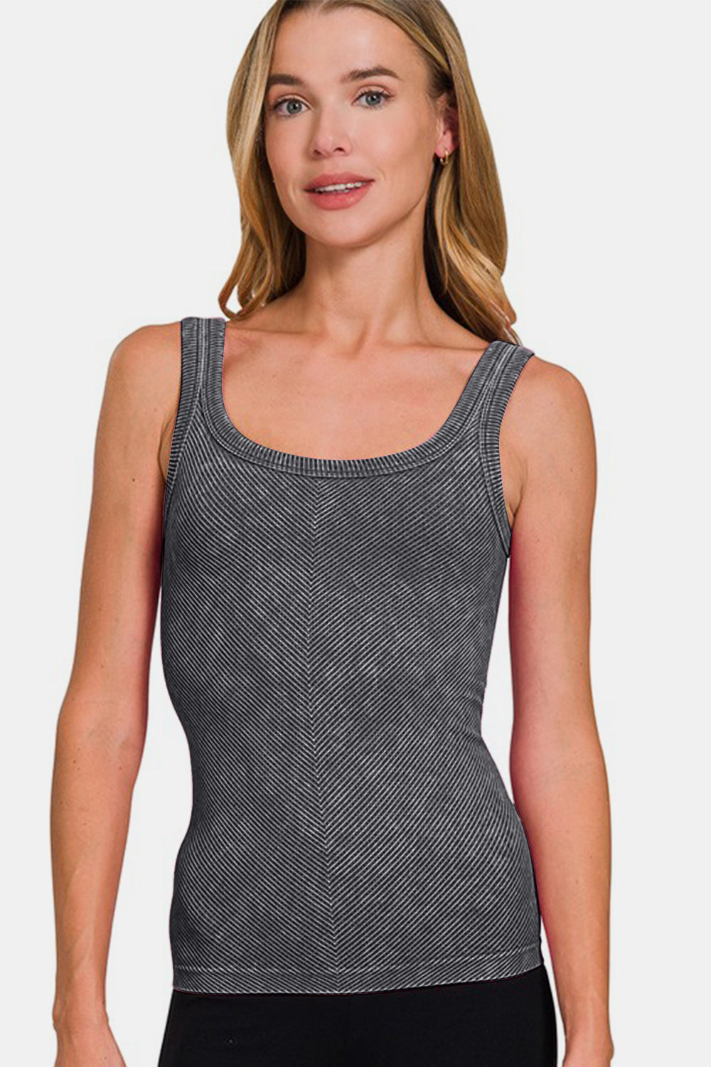 Hazel Blues® | Zenana Ribbed Scoop Neck Tank