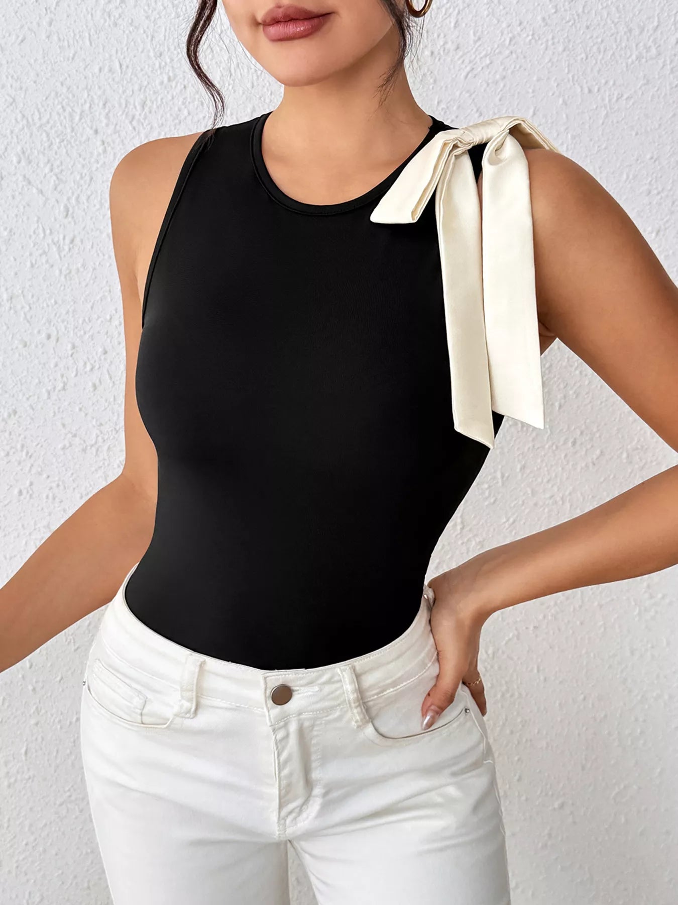 Hazel Blues® | Bow Detail Sleeveless Bodysuit