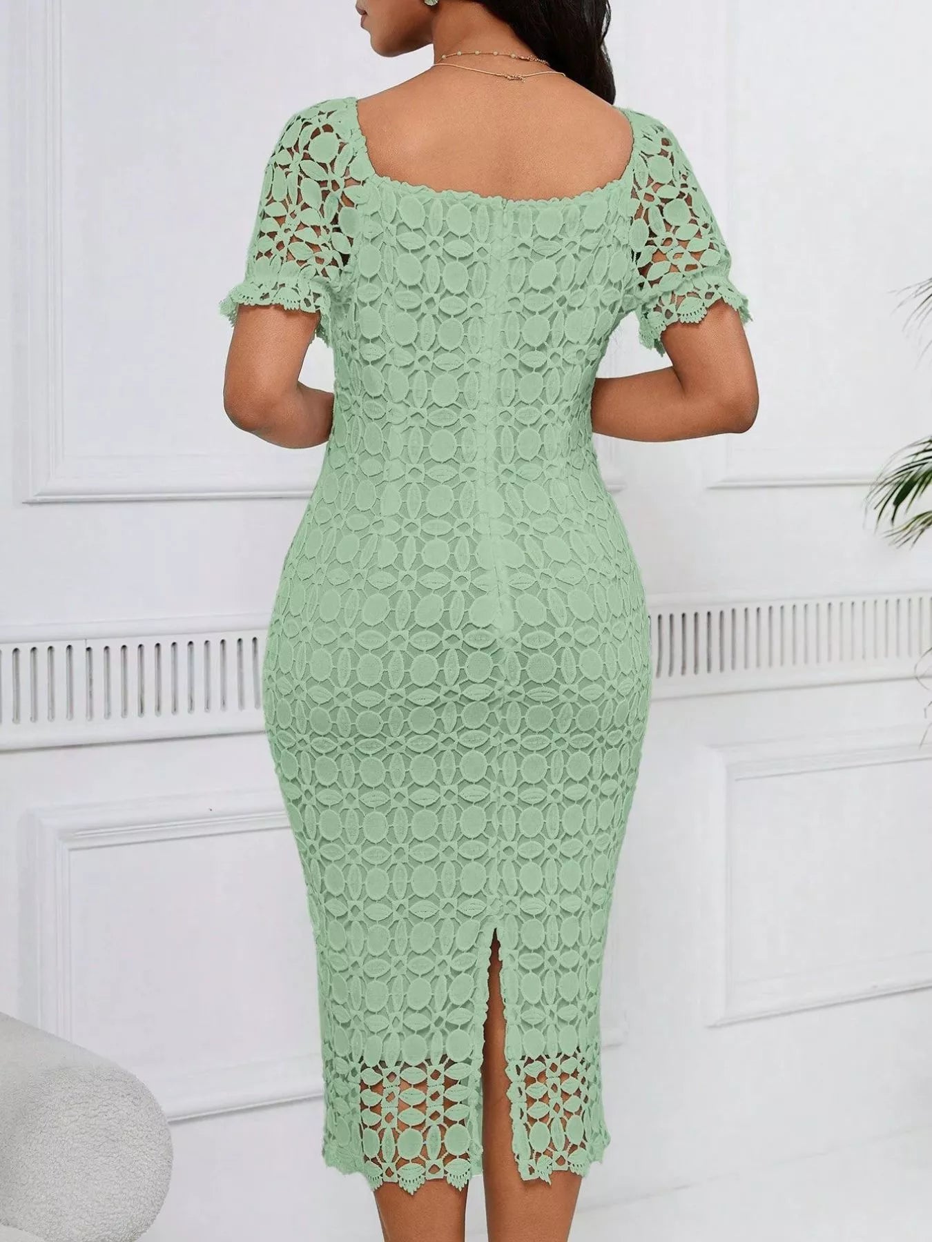 Hazel Blues® |  Lace Short Sleeve Midi Dress