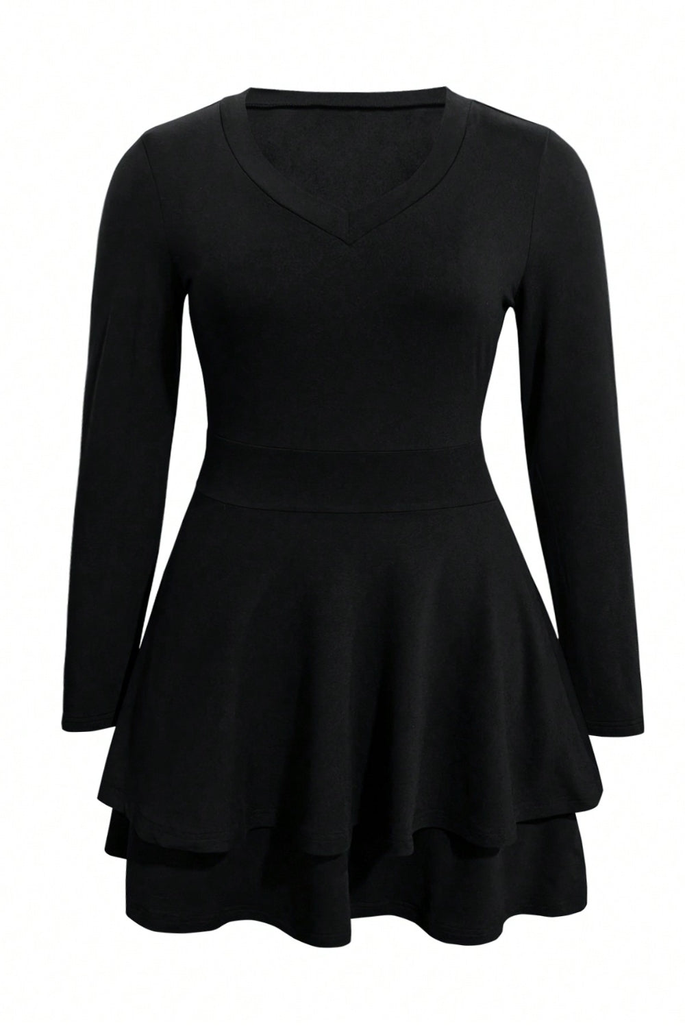 Hazel Blues® | Layered V-Neck Long Sleeve Mini Dress