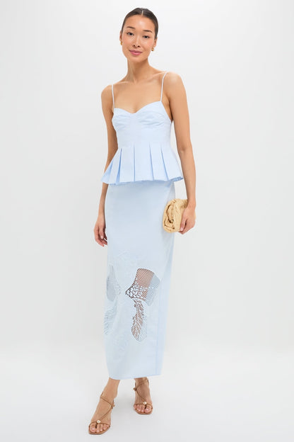 Blue Tint Iris Pleat Top