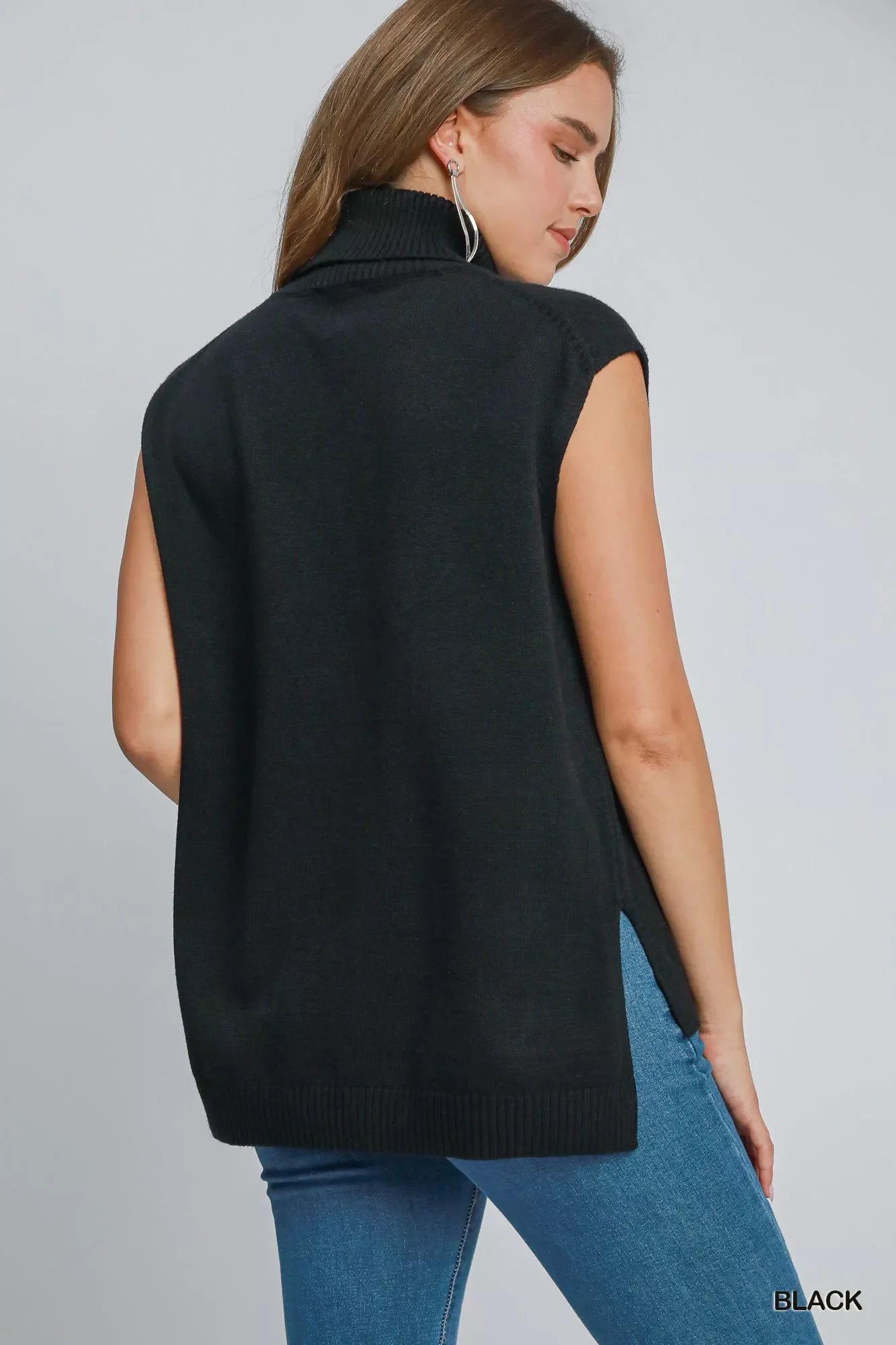 Hazel Blues® |  Umgee High-Low Turtleneck Sleeveless Sweater Top