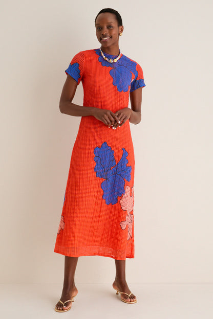 Bora Bora Red Short Sleeve Shift Maxi Dress