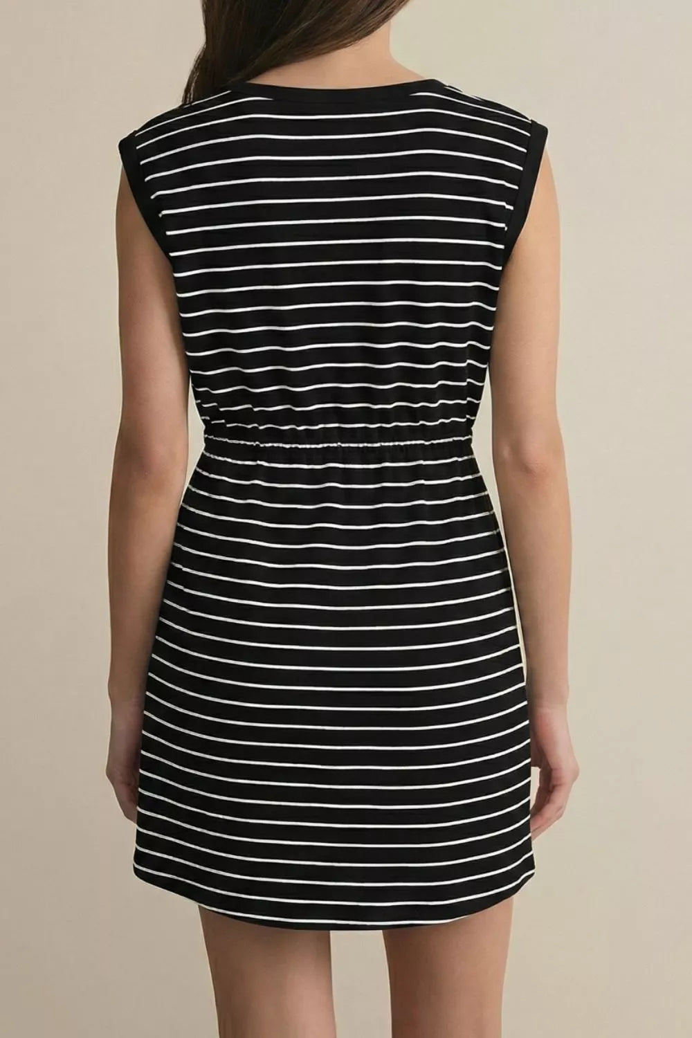 Hazel Blues® |  Stripe Drawstring Tunic Tank Mini Dress with Pockets