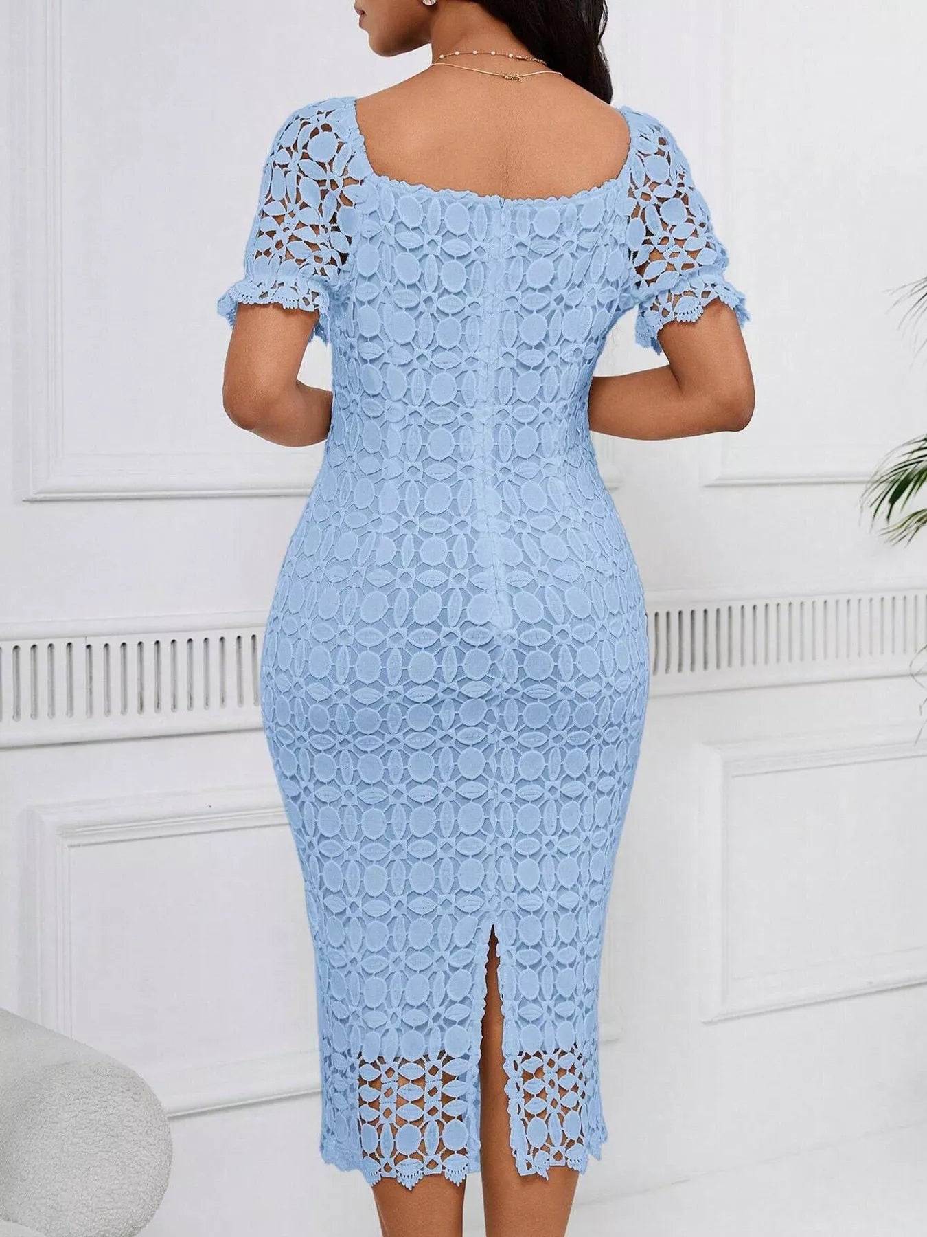 Hazel Blues® |  Lace Short Sleeve Midi Dress