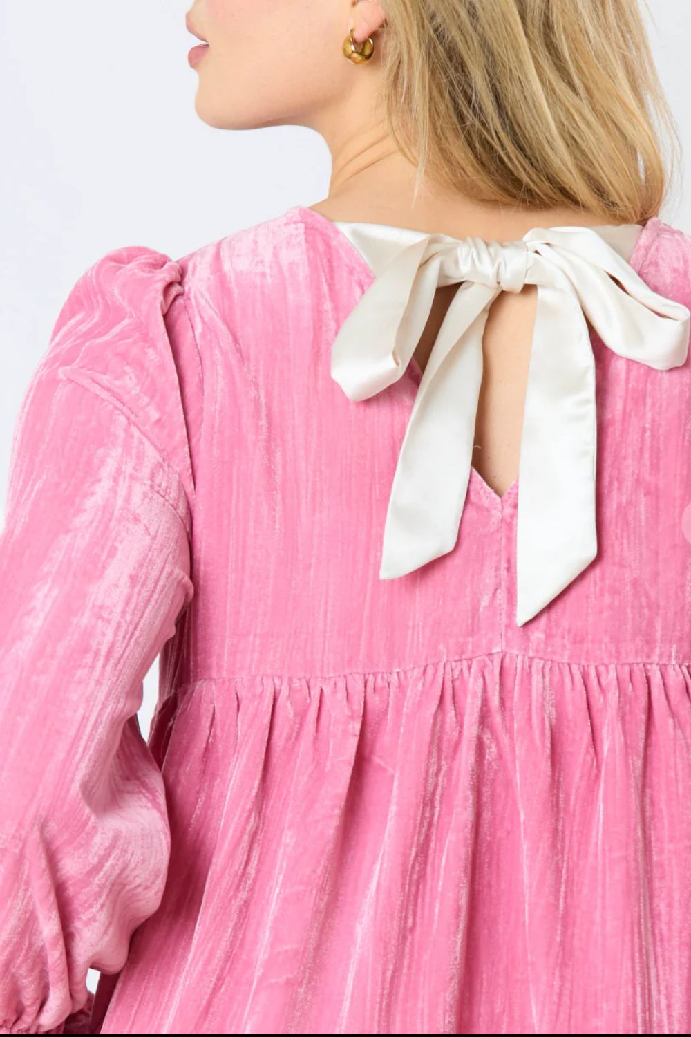 Hazel Blues® |  Tied Round Neck Flounce Sleeve Mini Dress