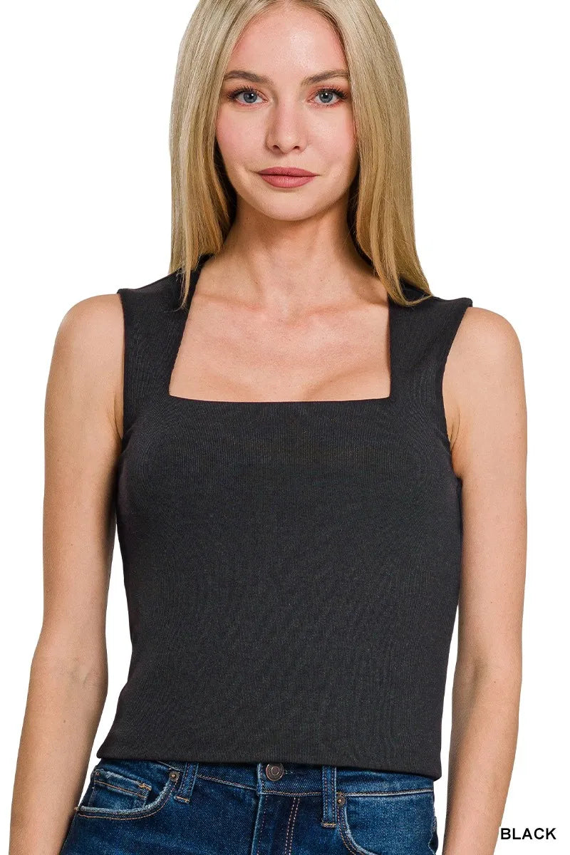 Hazel Blues® |  Zenana Ribbed Seamless Double Layered Square Neck Tank