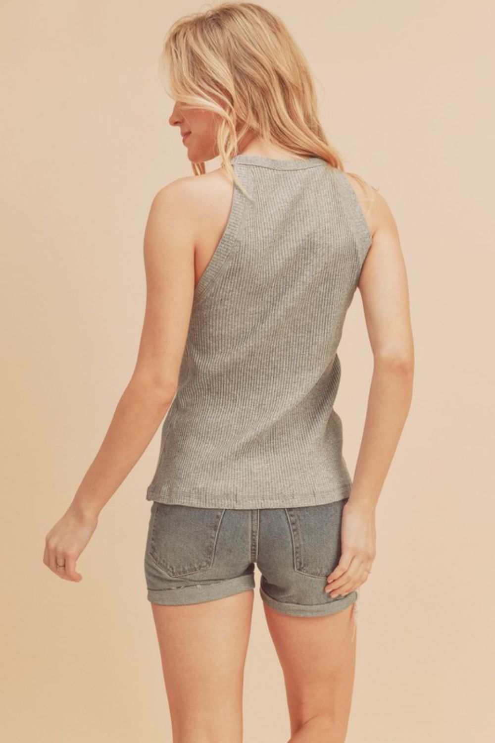 Hazel Blues® |  Aemi + Co Ribbed Round Neck Tank