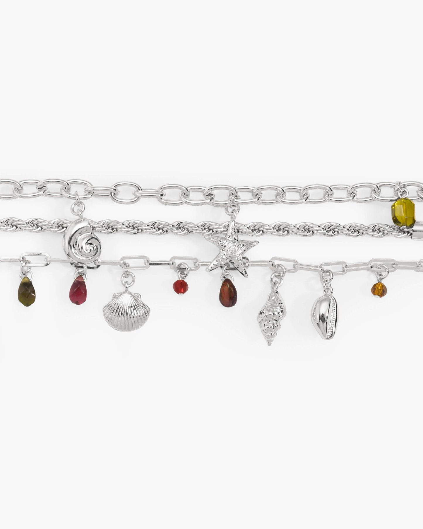 Coral Dancer Charm Bracelet in Silver