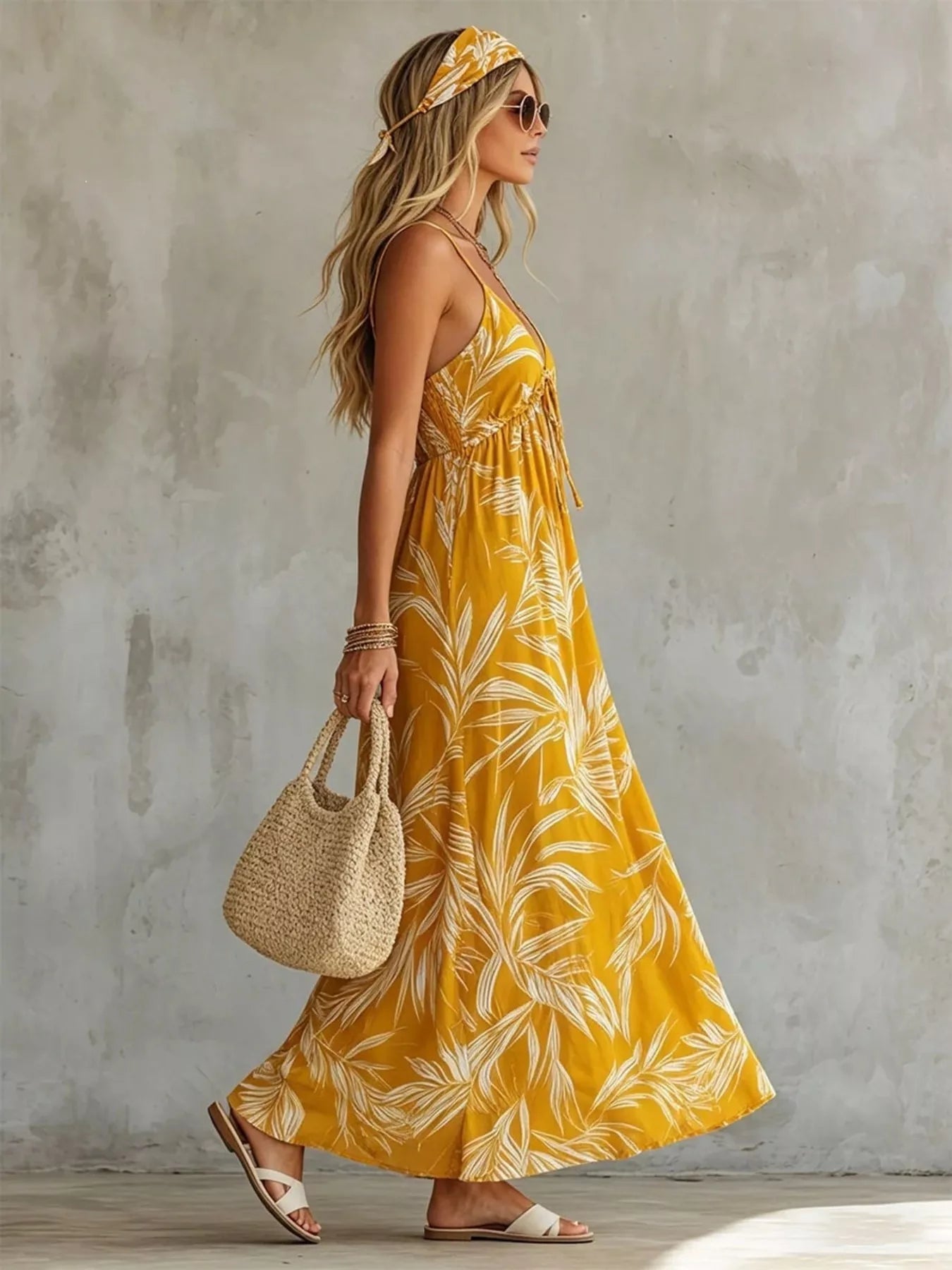 Hazel Blues® | Printed Spaghetti Strap Maxi Dress