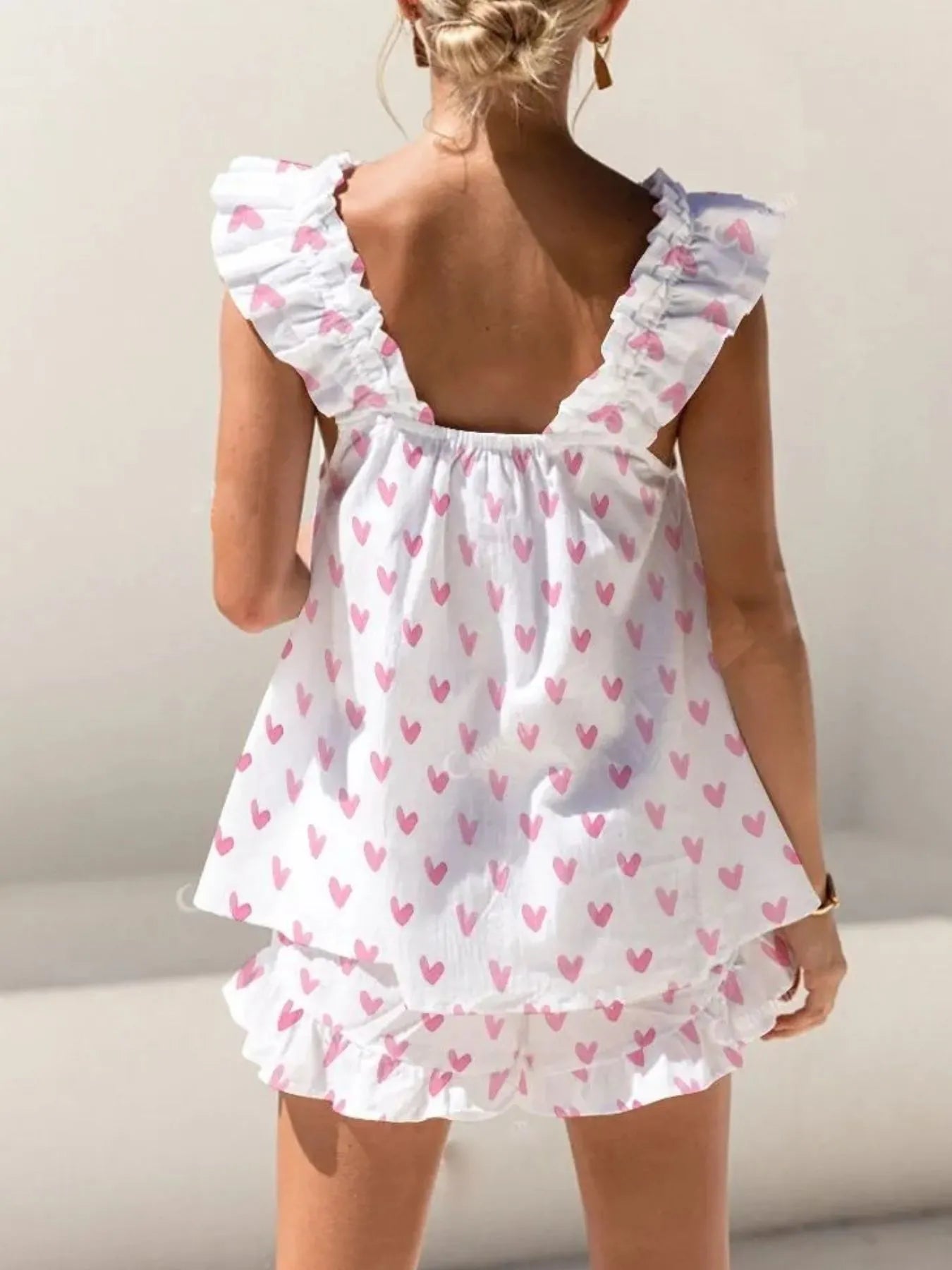 Hazel Blues® |  Ruffled Striped Tank and Shorts Set