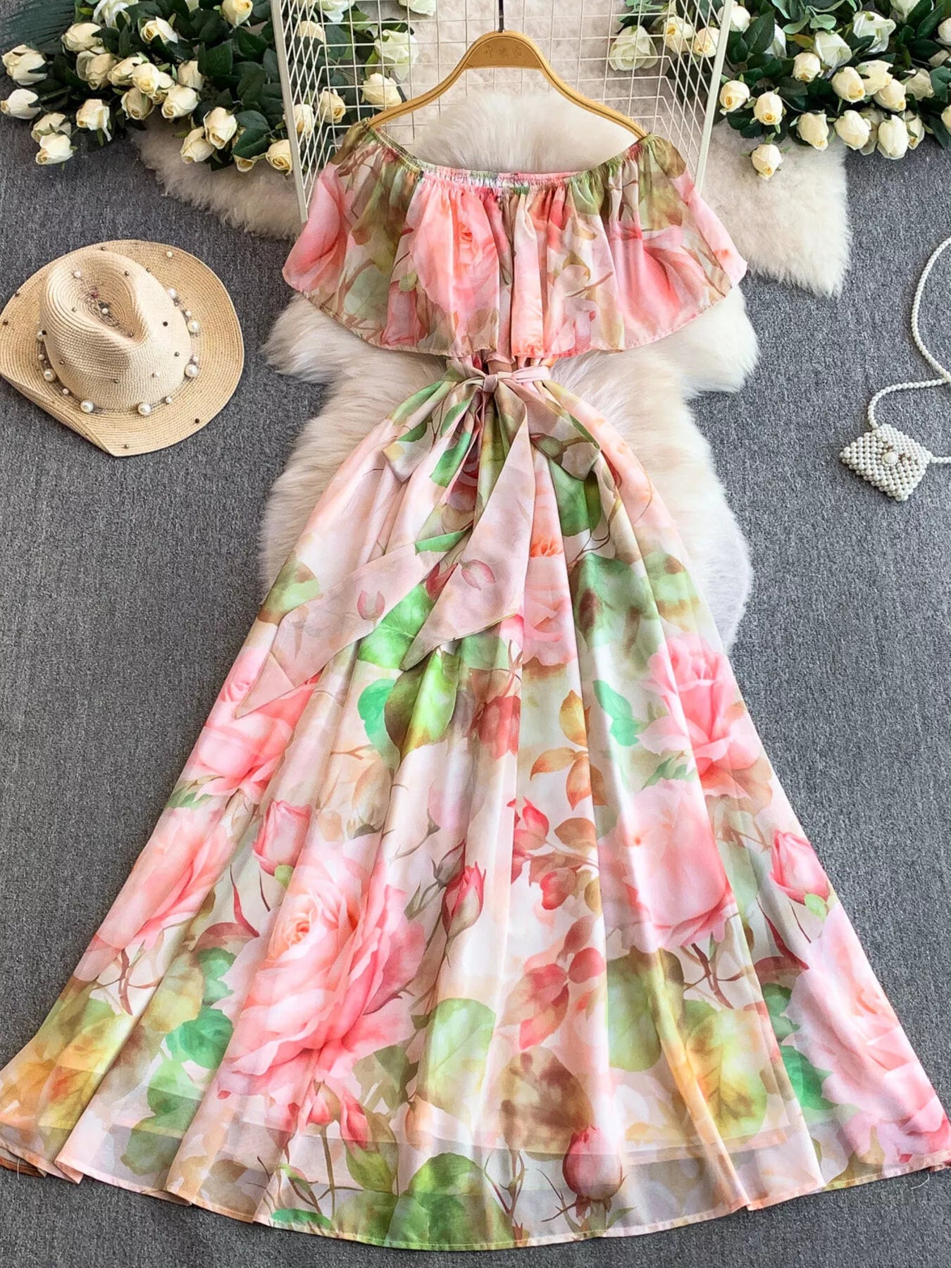 Hazel Blues® |  Floral Off-Shoulder A-Line Dress