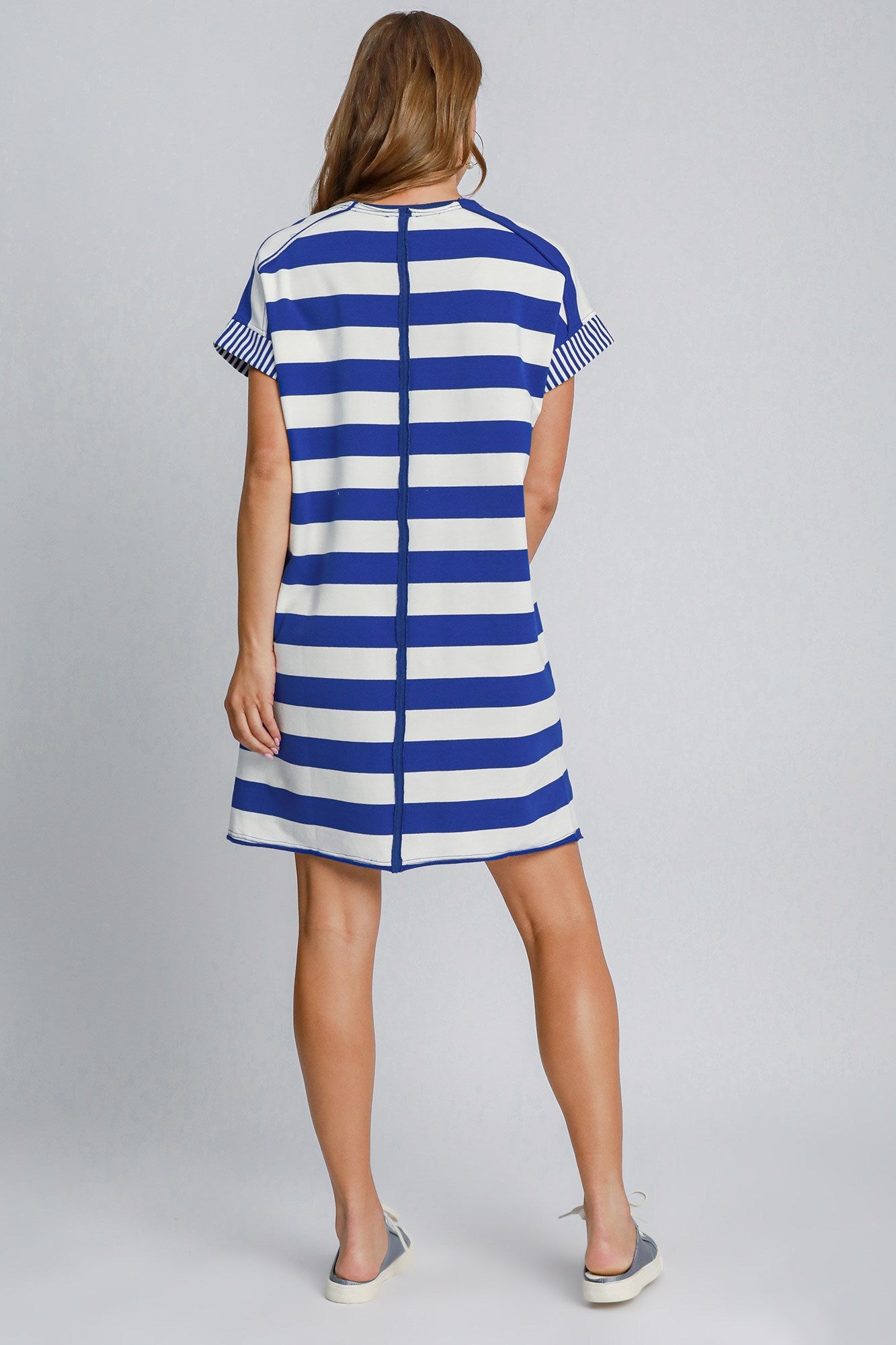 Hazel Blues® |  Umgee Peace Applique Striped Short Sleeve Mini Dress