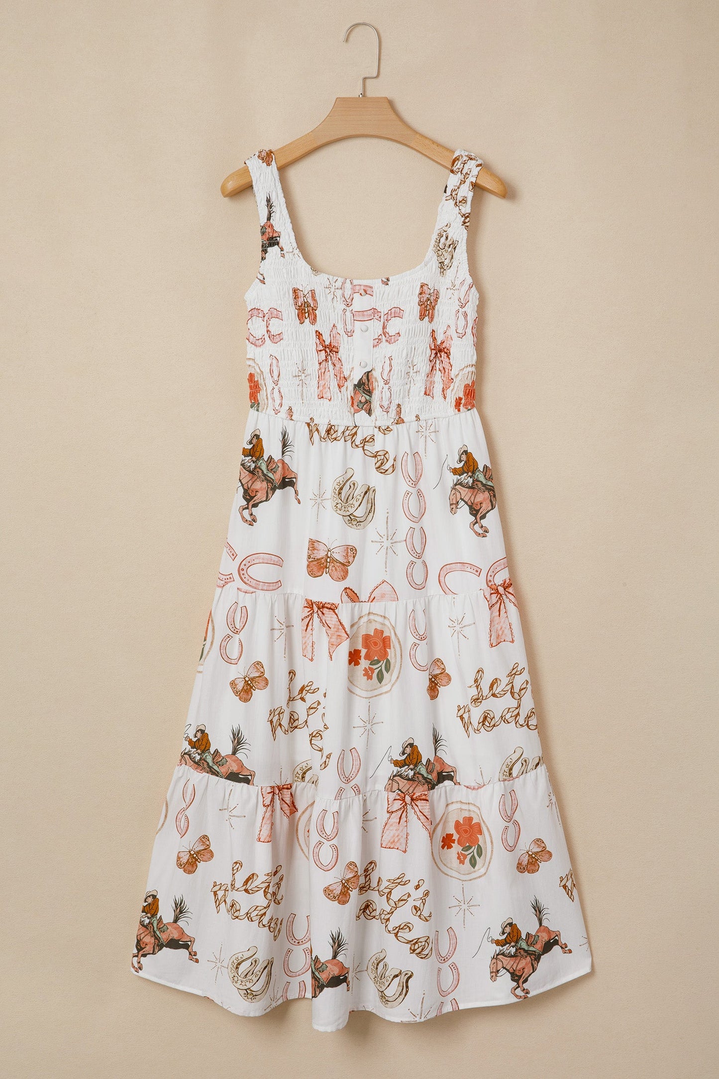 Hazel Blues® |  Cowgirl Charm Midi Dress | Western Horseshoe Midi Dress