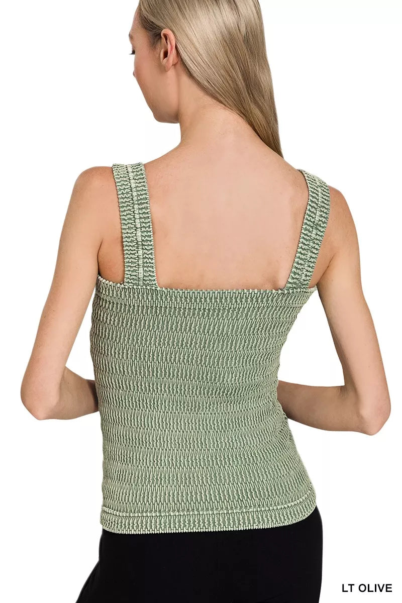 Hazel Blues® |  Zenana Seamless Winkle Stone Washed Tank Top