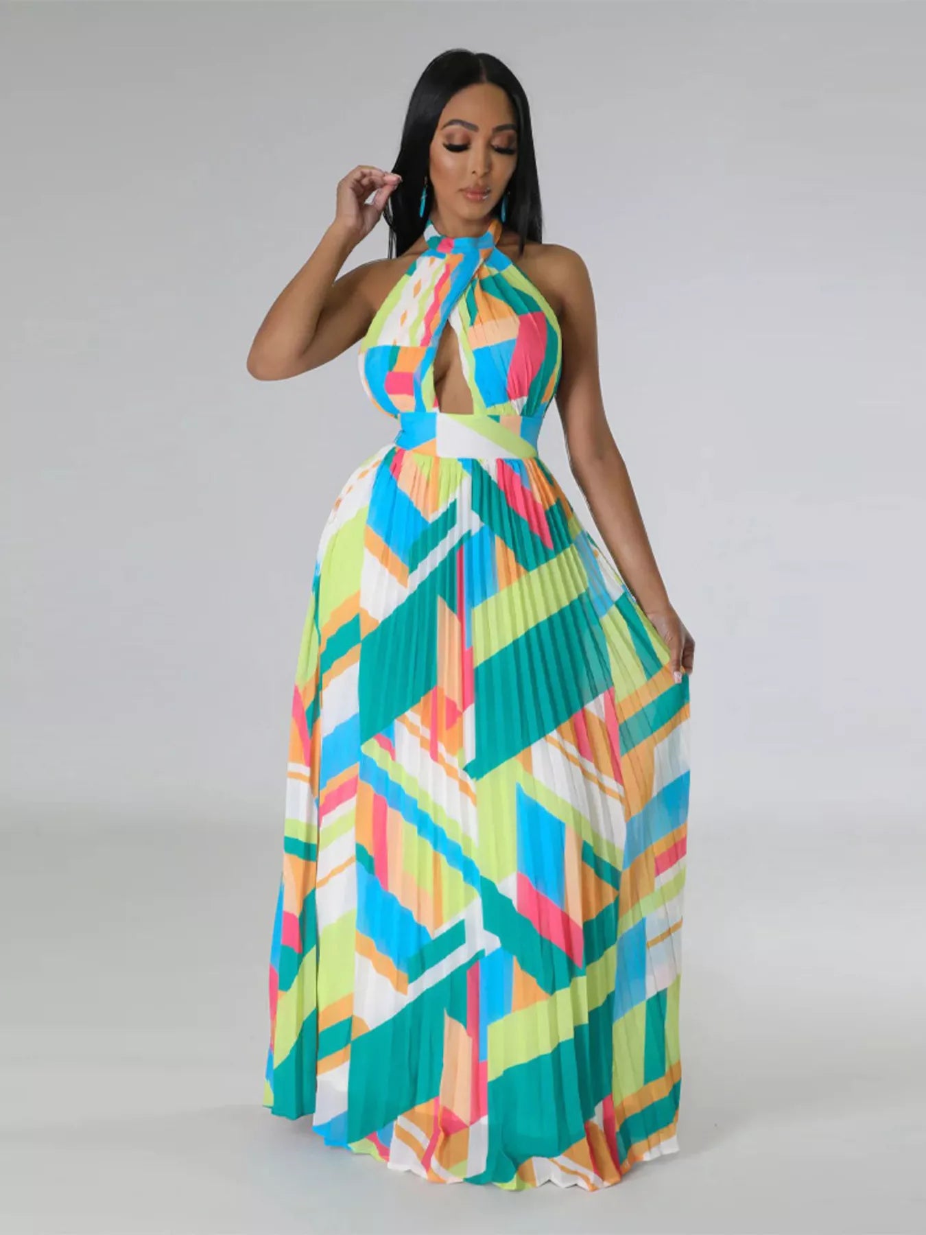 Sunny Stroll Dress | Pleated Halter Dress