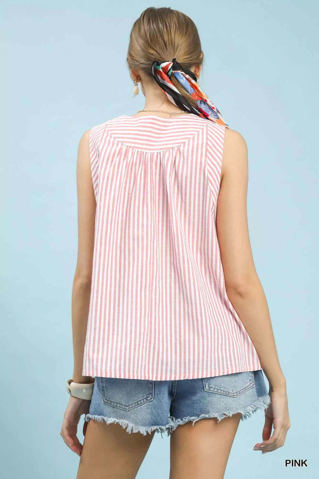 Hazel Blues® |  Umgee Mixed Stripe Sleeveless V-Neck Top
