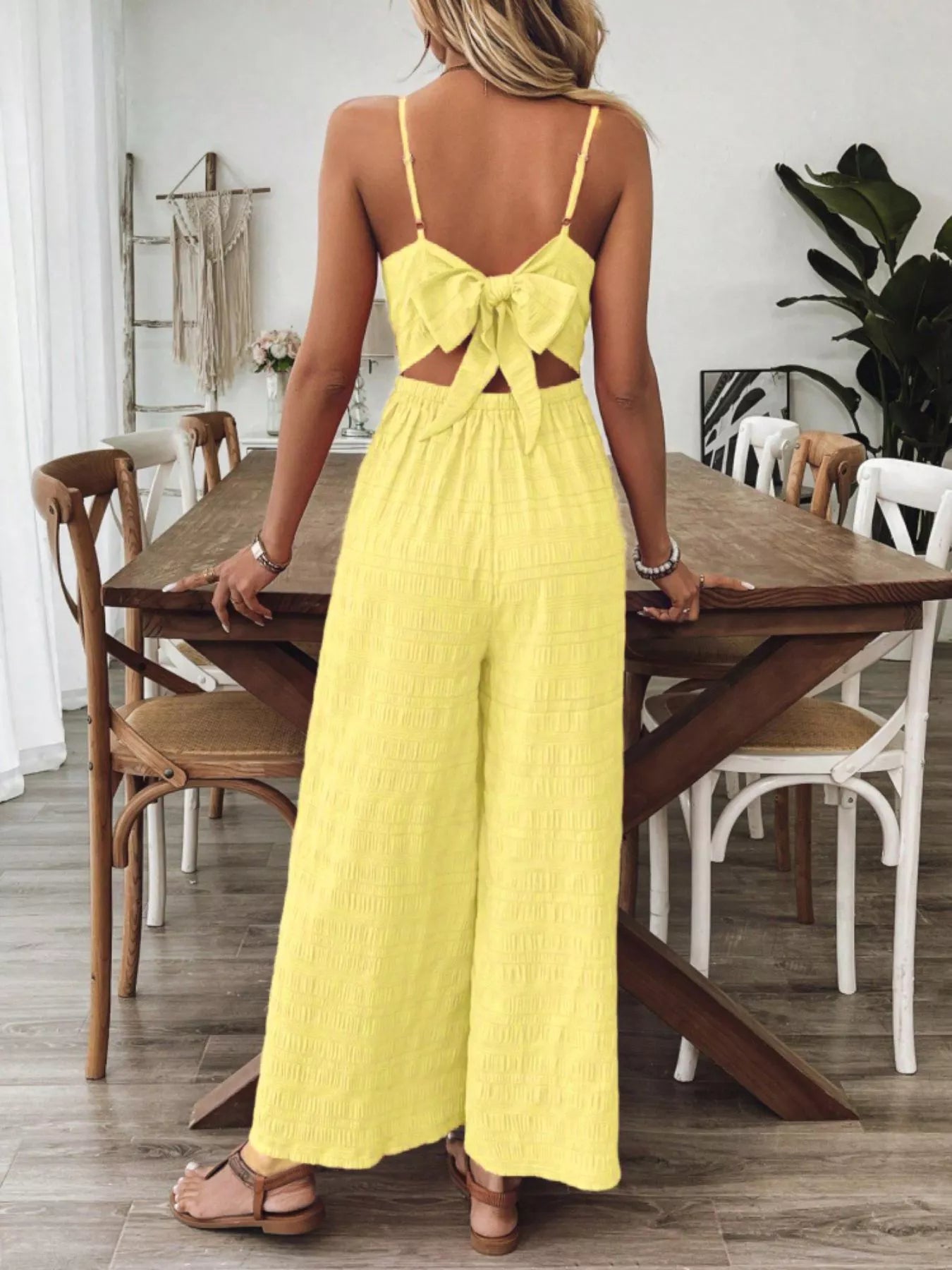 Hazel Blues® |  Bow Back Sleeveless Wide Leg Jumpsuit