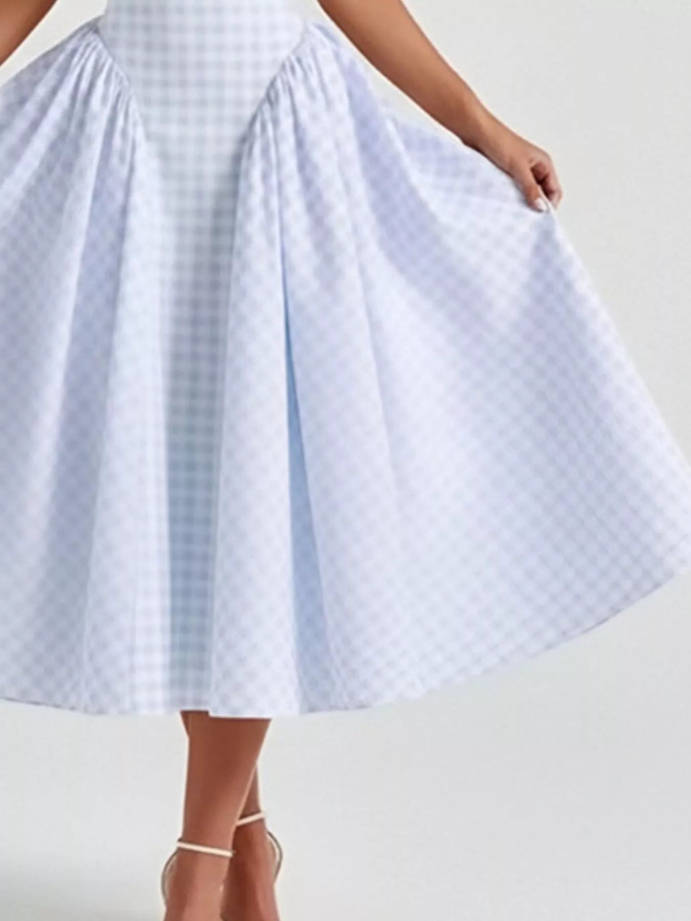 Hazel Blues® | Plaid Square Neckline Midi Dress