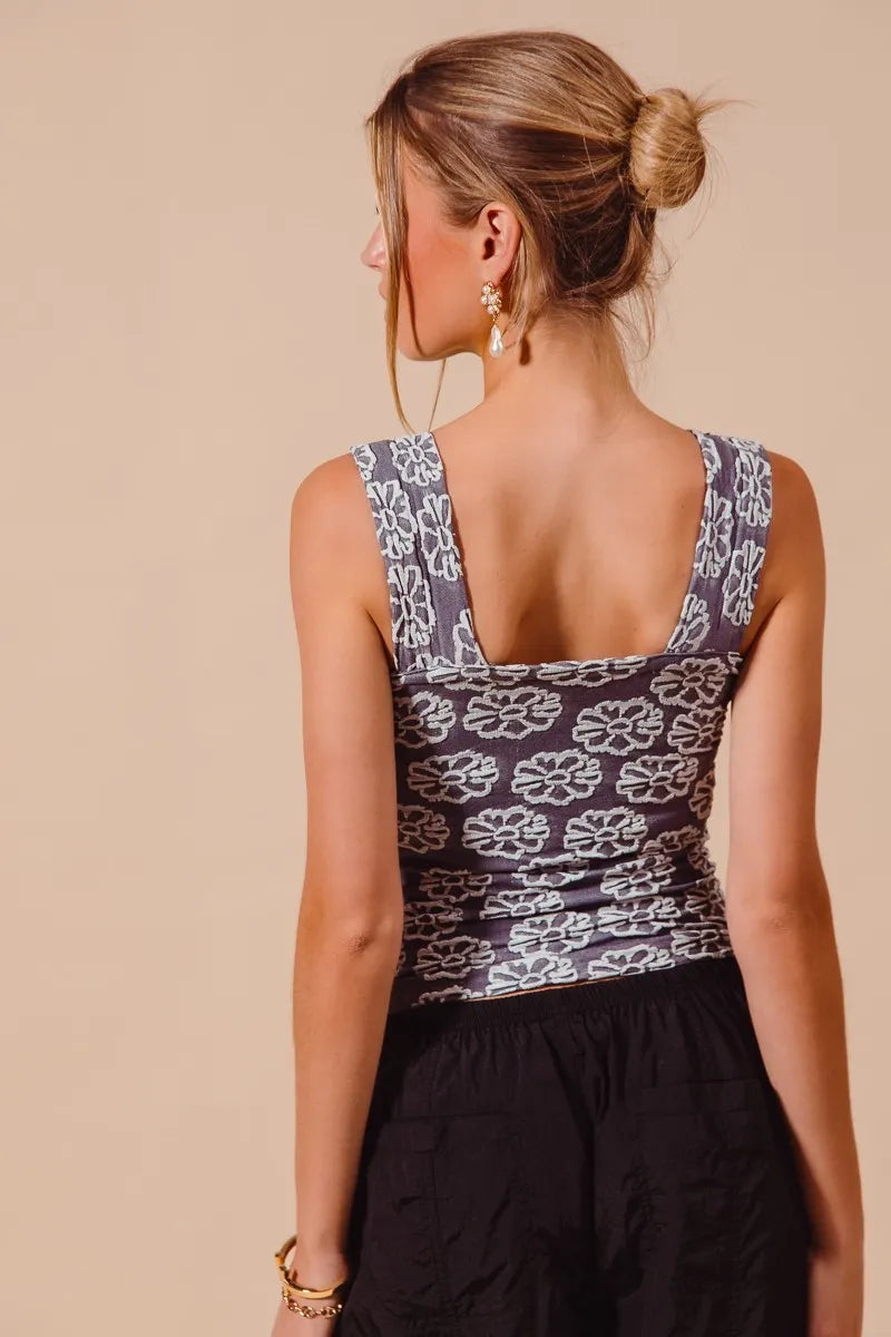 Hazel Blues® |  SO ME Two Tone Floral Seamless Tank Top