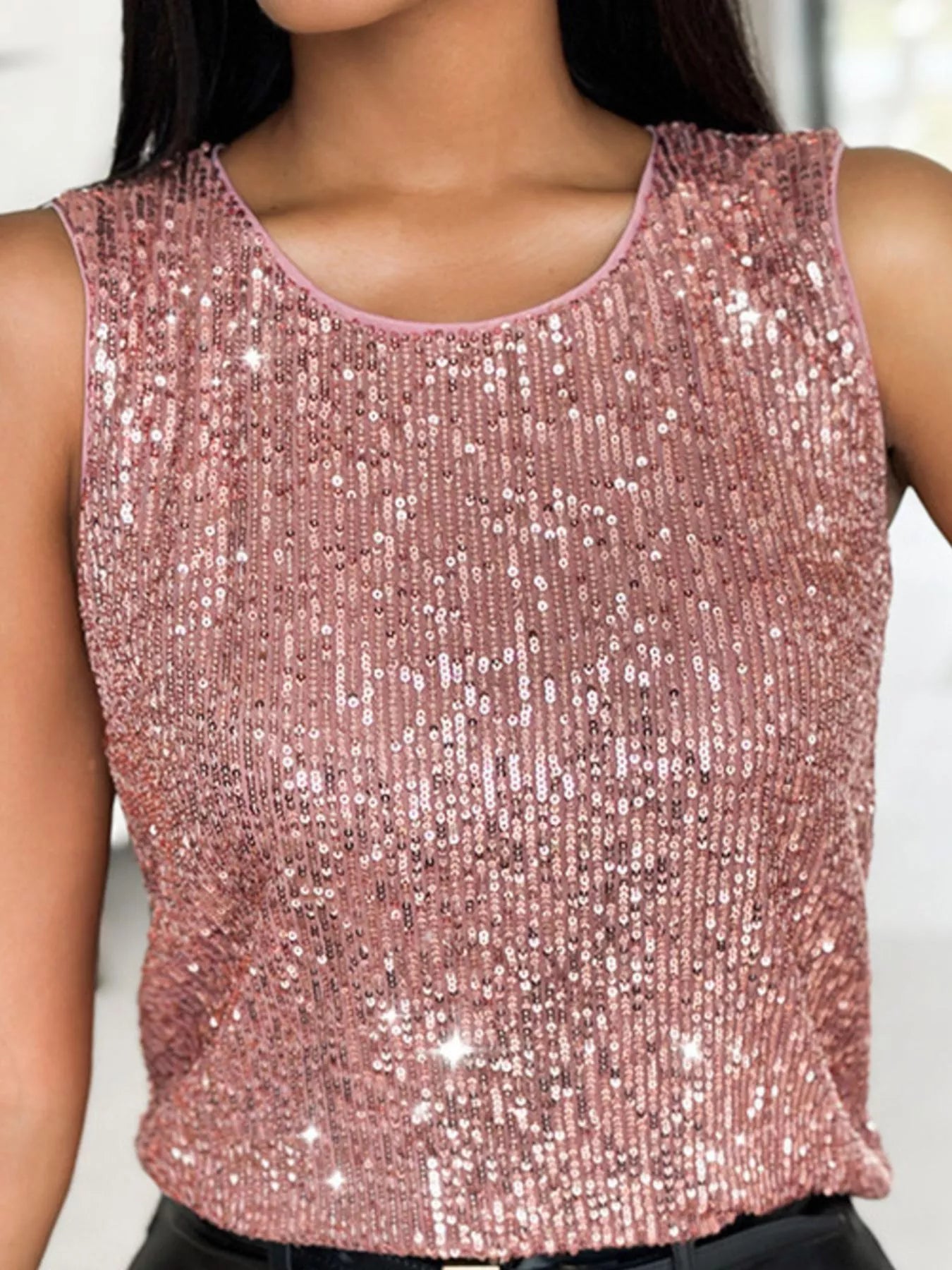Hazel Blues® |  Sequin Round Neck Tank Top