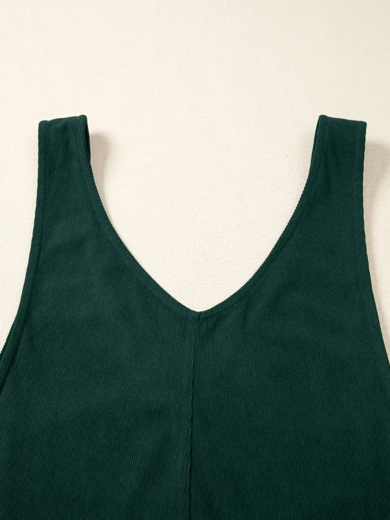 Hazel Blues® |  Corduroy V Neck Patched Pocket Sleeveless Jumpsuit